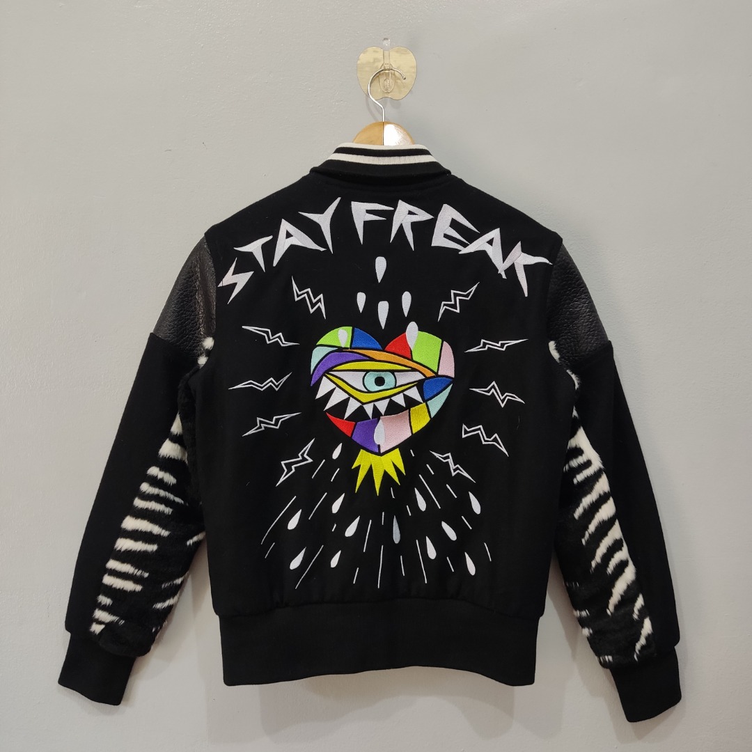 Stay Freak Surreal Pop Eye Artwork Embroidered Furr/Wool/Leather ...