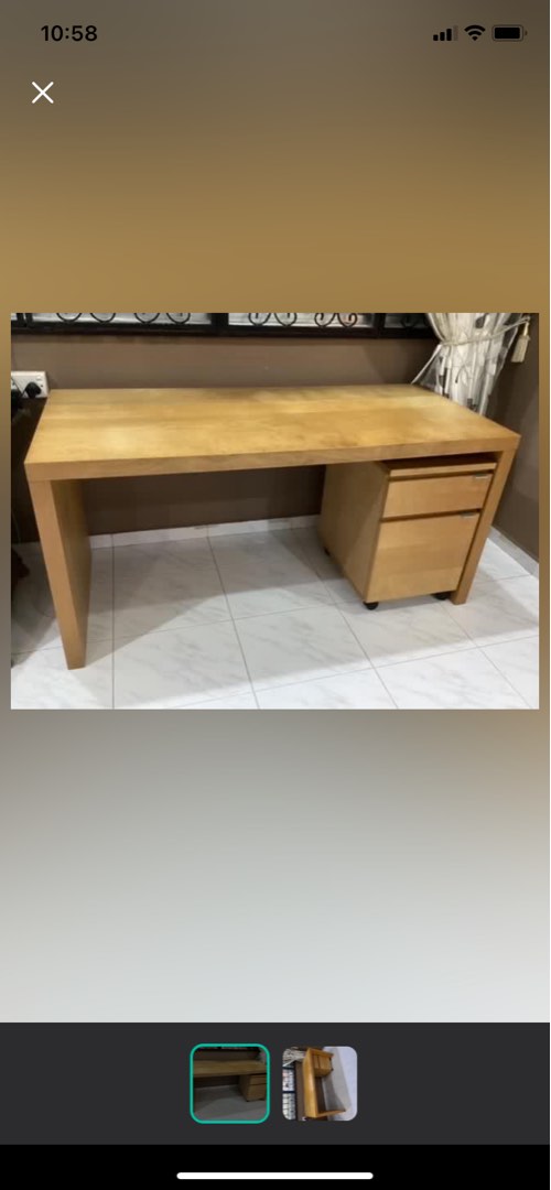 Study table and movable pedestal drawer unit, Furniture & Home Living