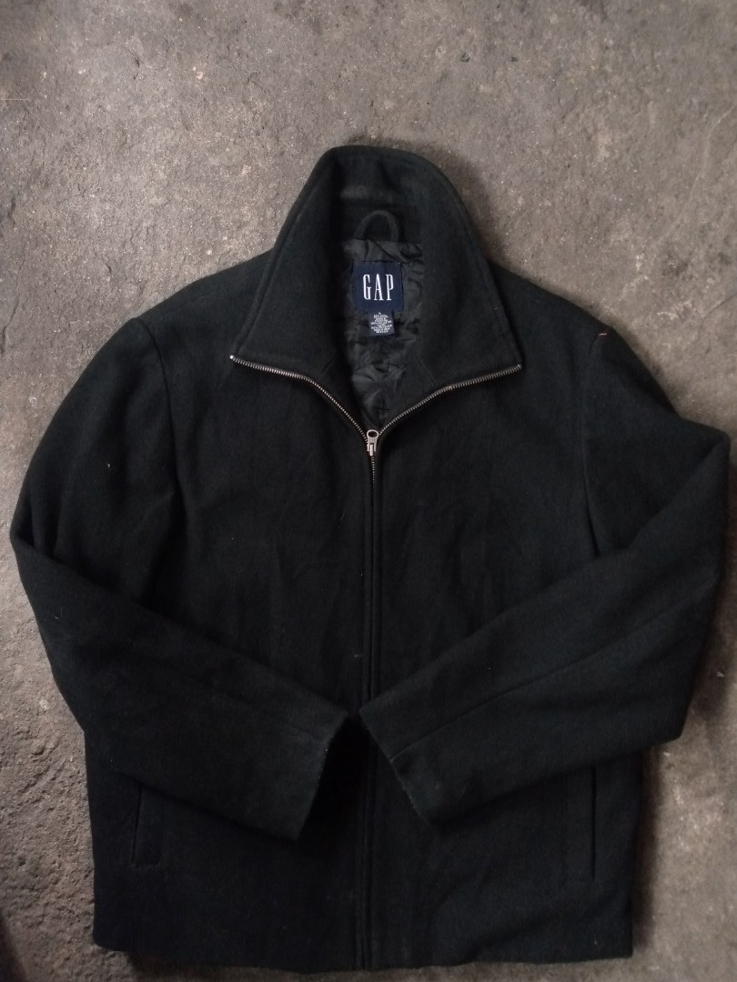 vintage gap Y2K 2001 wool men's coat small medium black zip up