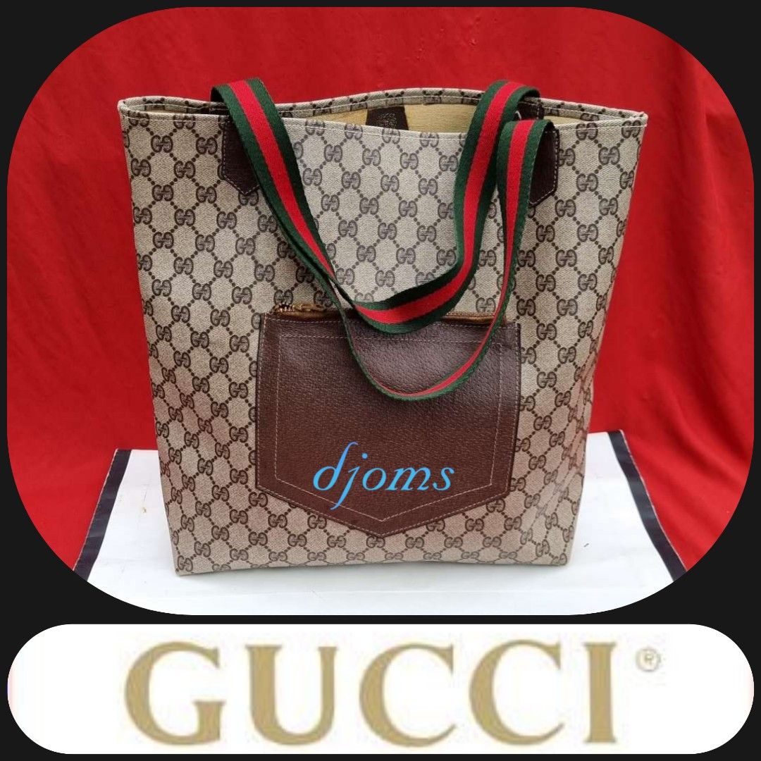 Gucci Plus Monogram Sherry Line Brown Vintage Travel Tote Bag - A