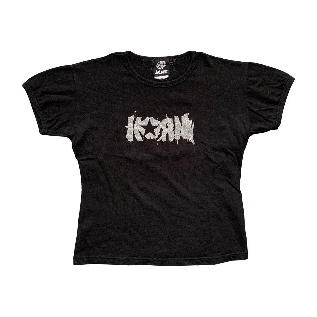 Vintage Korn Grunge Y2K Baby Tee Shirt Top, Women's Fashion, Tops