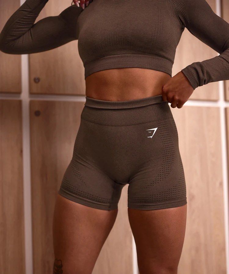 Gymshark Vital Seamless Shorts in Brown Marl, Women's Fashion