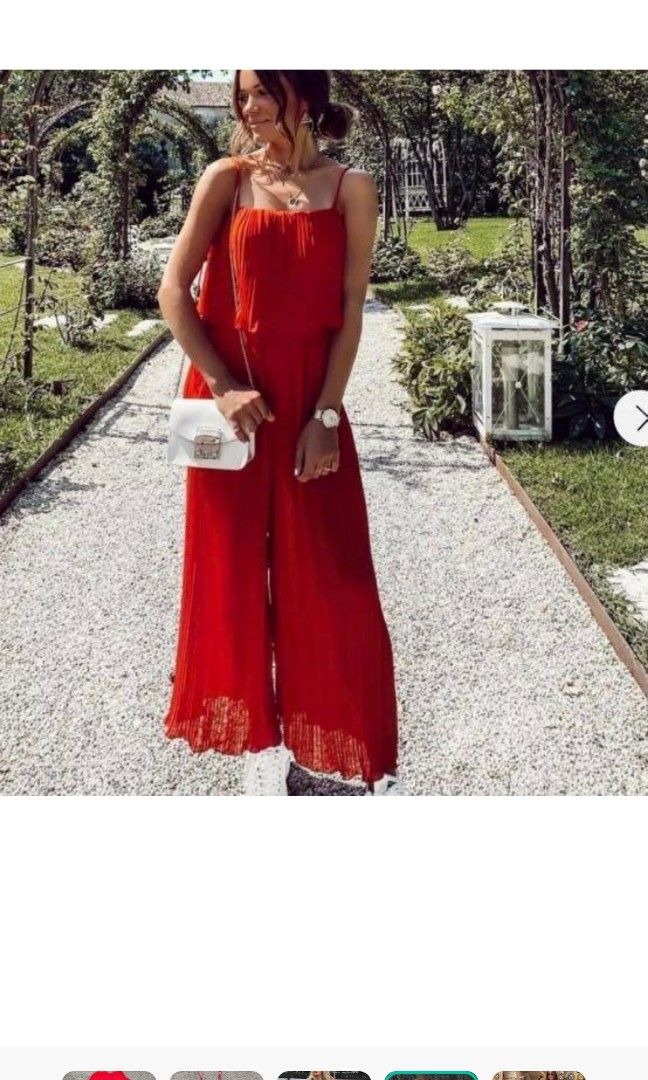 Pleated jumpsuit with straps zara cheap