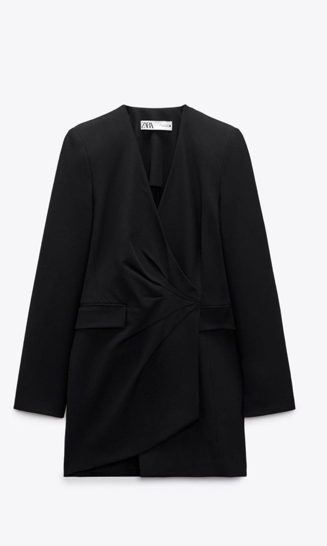 ?ZARA DRAPED JACKET DRESS BLACK, Women's Fashion, Dresses u0026 Sets, Dresses  on Carousell
