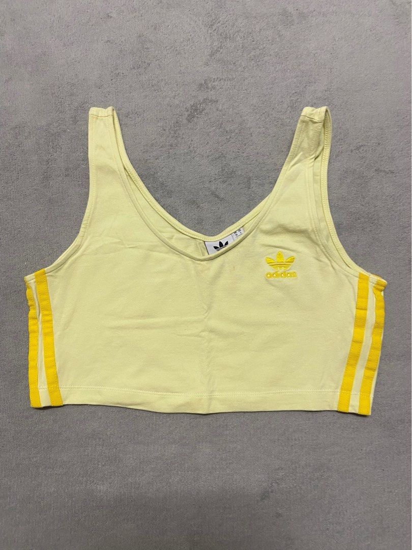 Adidas yellow crop top sales