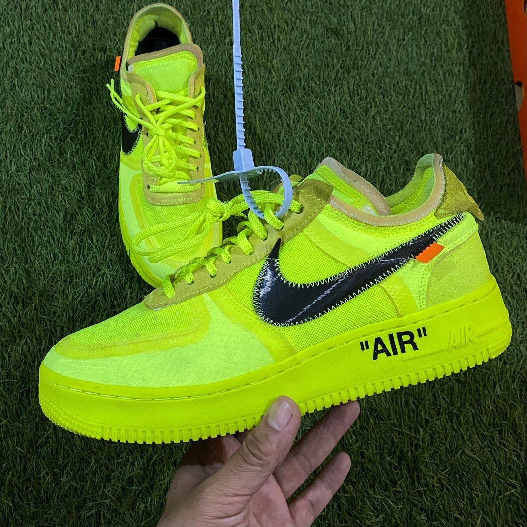 Air Force 1 x Off-White (Category: Sneakers) located in Quezon City. Submitted by brgy2nays (Listing ID 1209713223, Image 1). Description: “ Volt ” Size 9 us |10.5w Used - No box 📍Gmaps - Too2nays Everyday 1pm - 7pm.