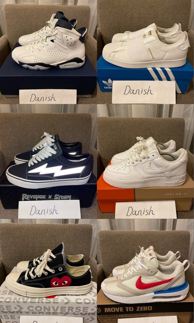Jordan 6 Air Force Adidas Superstar CDG Nike Air Max Dawn Vans Storm, Men's Fashion, Footwear, Sneakers on Carousell