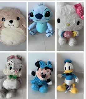 All Brand New Wrapped With Plastics Bags With the tags-Disney Soft Toys-L35cmx H20-30cm