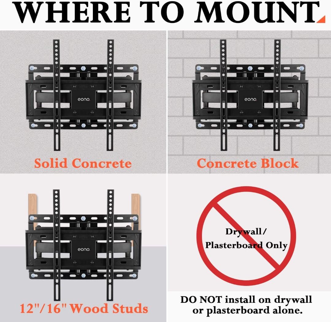 Amazon Brand Eono TV Bracket Wall Mount Swivel and Tilt for Most 26