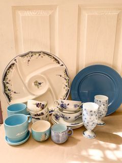 Assorted Blue ceramic plates/Tea cups/mug