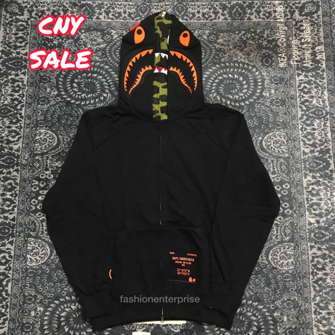 Bape undefeated double shark hoodie top