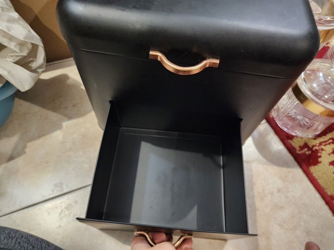 Black and rose gold bread bin (bought from IFMAL), Furniture & Home Living, Kitchenware