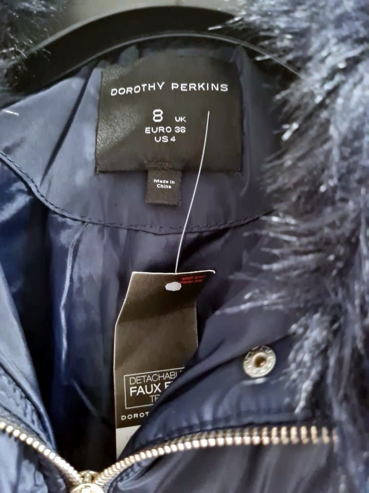 Brand New Dorothy Perkins Winter Navy Blue Puff Jacket Women s
