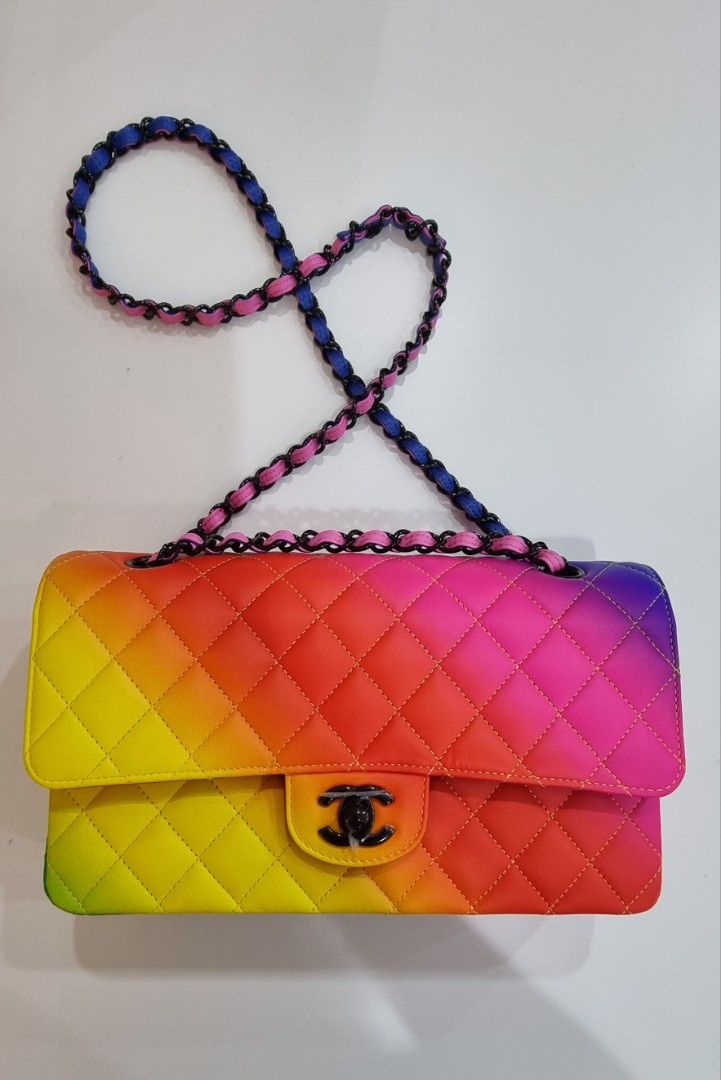 RARE Multicolour Chanel Classic Flap, Luxury, Bags & Wallets on Carousell