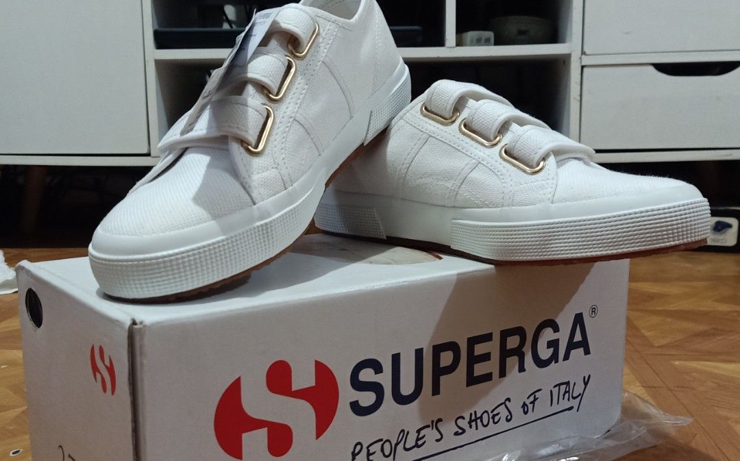 Superga white cheap and gold