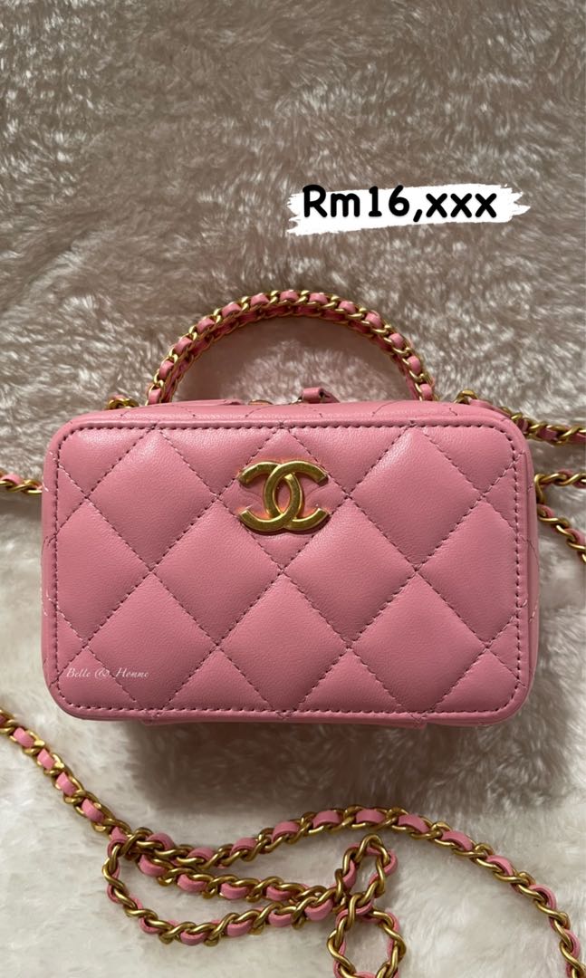 Chanel Pink Lambskin Vanity, Luxury, Bags & Wallets on Carousell