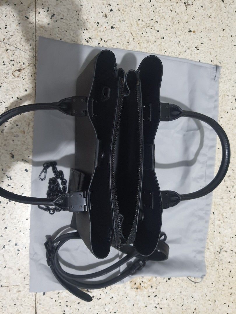 Charles and Keith Double Top Handle Structured Bag UltraMatte Black