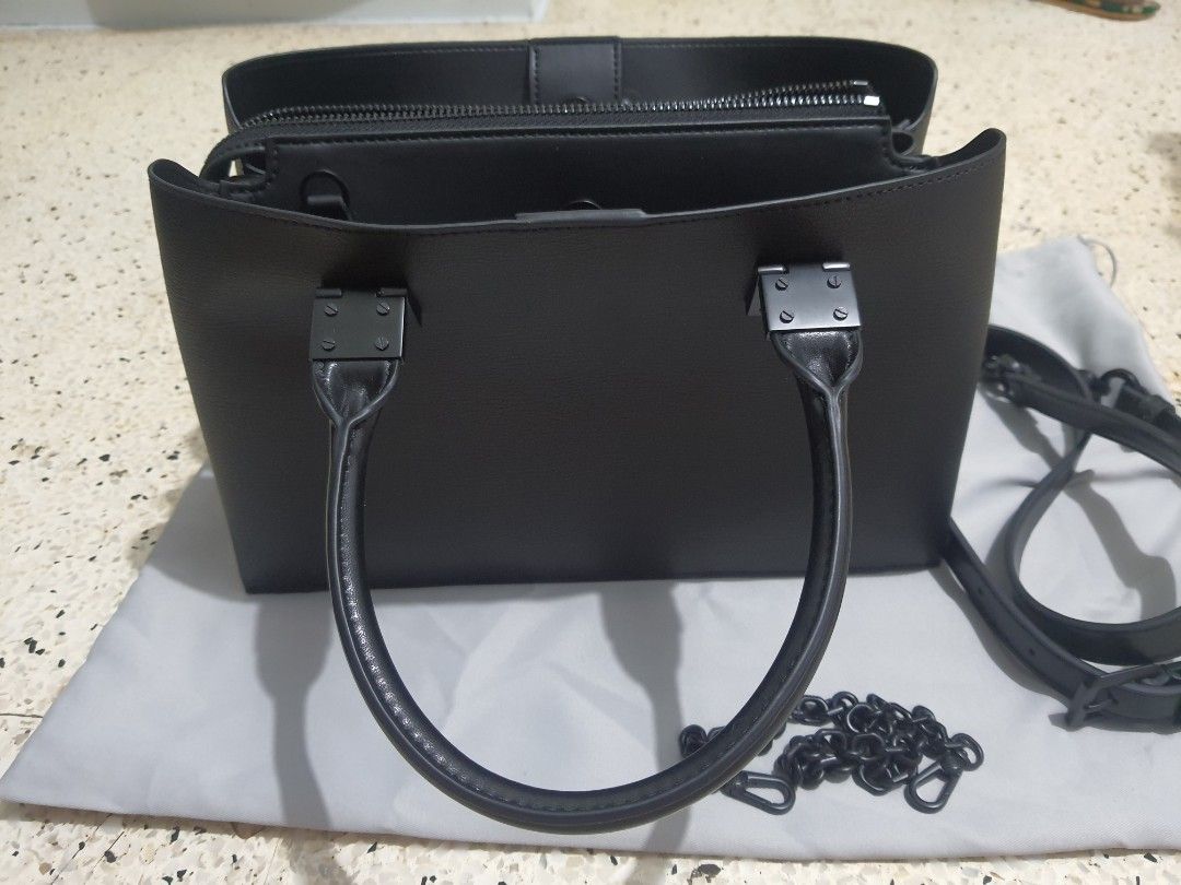 Charles and Keith Double Top Handle Structured Bag UltraMatte Black
