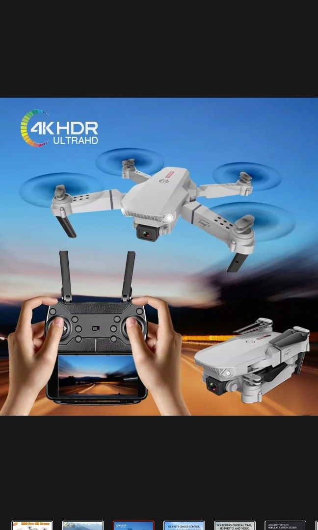 Check out E88 Pro Drone 4K HD Camera Wide Angle Camer...at 60% off! (Category: Drones) located in Quezon City. Submitted by romex_digital (Listing ID 1209758160, Image 3). Description: Product details BrandDYHF ColourBlack 4K Dual Cameras + 2 Batteries Included componentsDrone Control typeRemote Control Wireless communication technologiesWi-Fi Are batteries included?Yes [Real-time transmission]: With wifi function, you can connect to the APP, APK