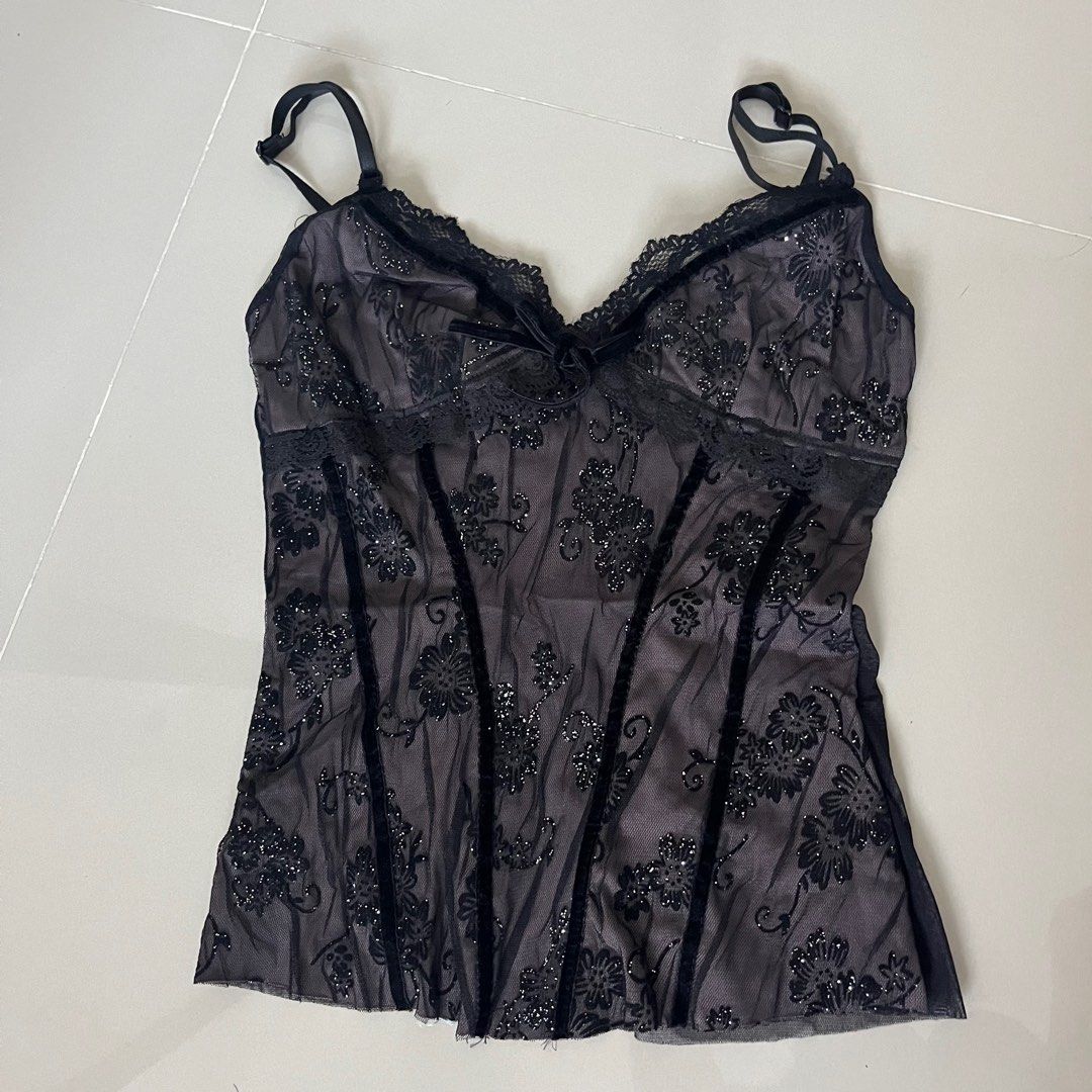dark gray coquette alt goth grunge victorian y2k corset top, Women's ...