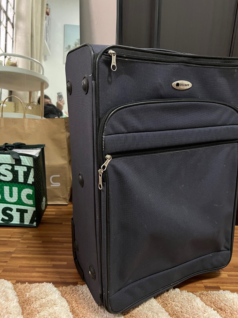 Delsey Vintage Navy Blue Luggage 2 Wheel Medium, Hobbies & Toys, Travel, Luggage on Carousell