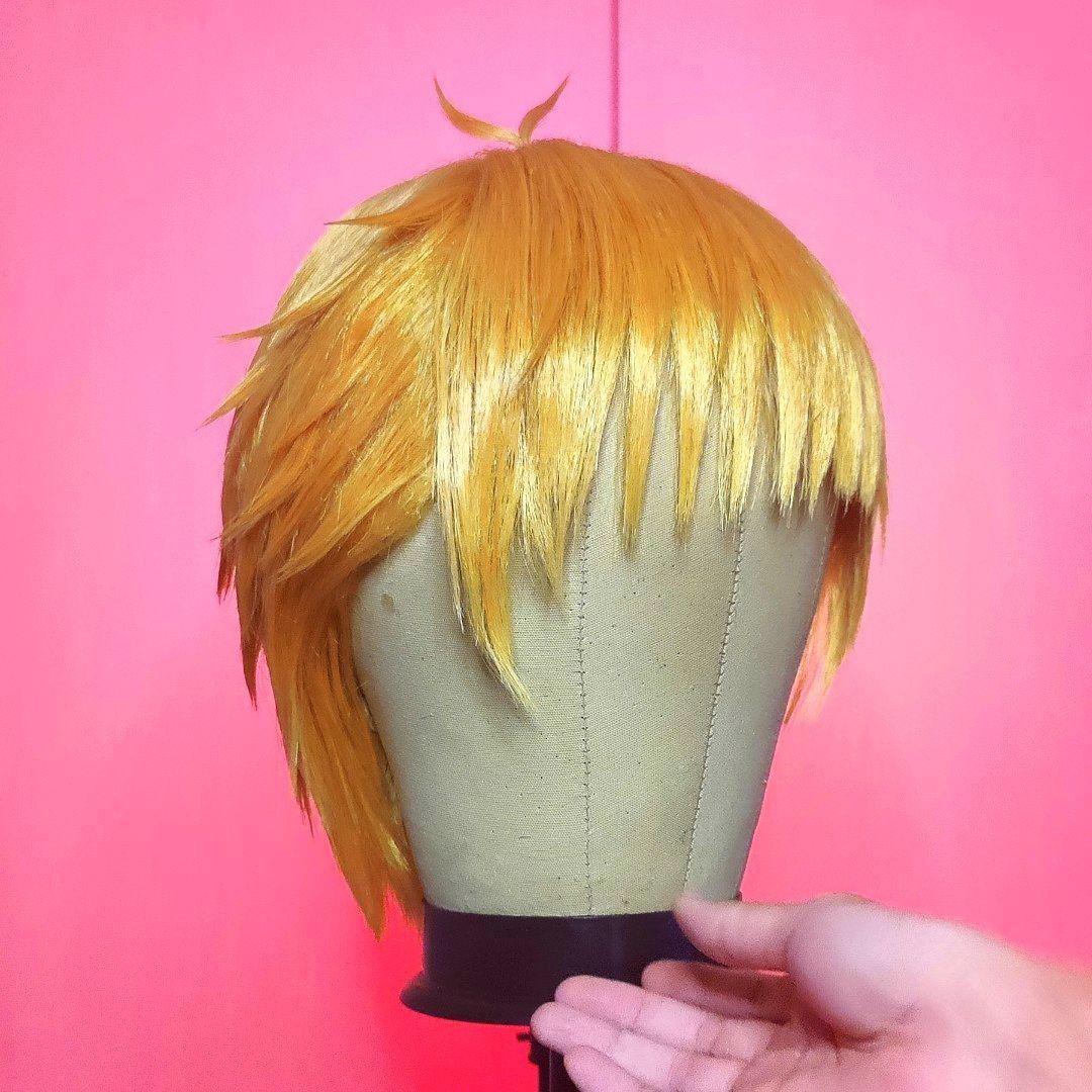 Chainsaw Man Denji Cosplay Costume Wig Mens Anime Halloween Golden Short  Hair