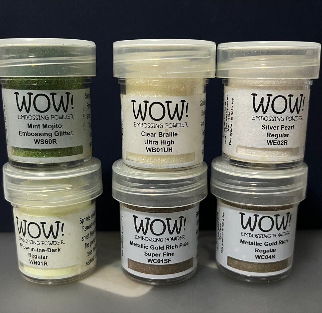 Embossing powder, alphabet stamps, Hobbies & Toys, Stationery & Craft