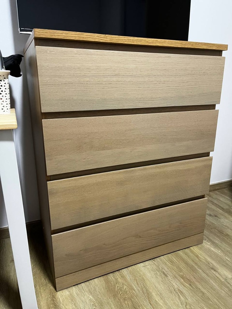 [SOLD PENDING PICKUP] WHITE STAINED OAK VENEER IKEA MALM CHEST OF 4