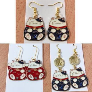 Fortune cat earrings maneki-neko CNY Earrings 招财猫耳环