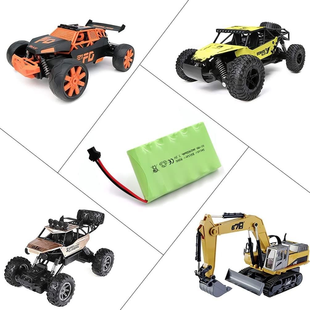 Gecoty Batterie Rechargeable Ni-MH AA 7,2V 2400mAh Avec Câble Charge JST - Pack 6 Piles Haute Performance