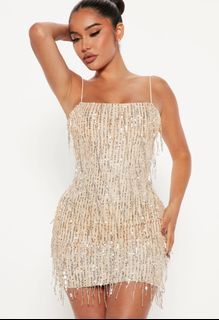 Gold sequin mini dress