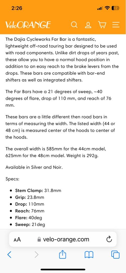 dajia cycleworks shallow drop handlebar