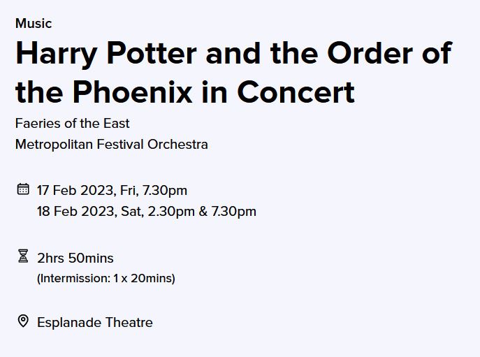 Harry Potter and the Order of the Phoenix in Concert selling at face value, Tickets & Vouchers