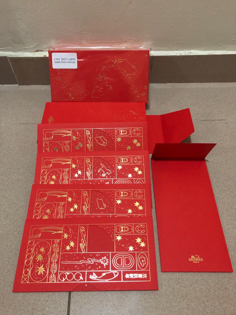 Hermes 2023 red packets Ang Pow Ang Pao bunny rabbit design with Hermes  paper bag