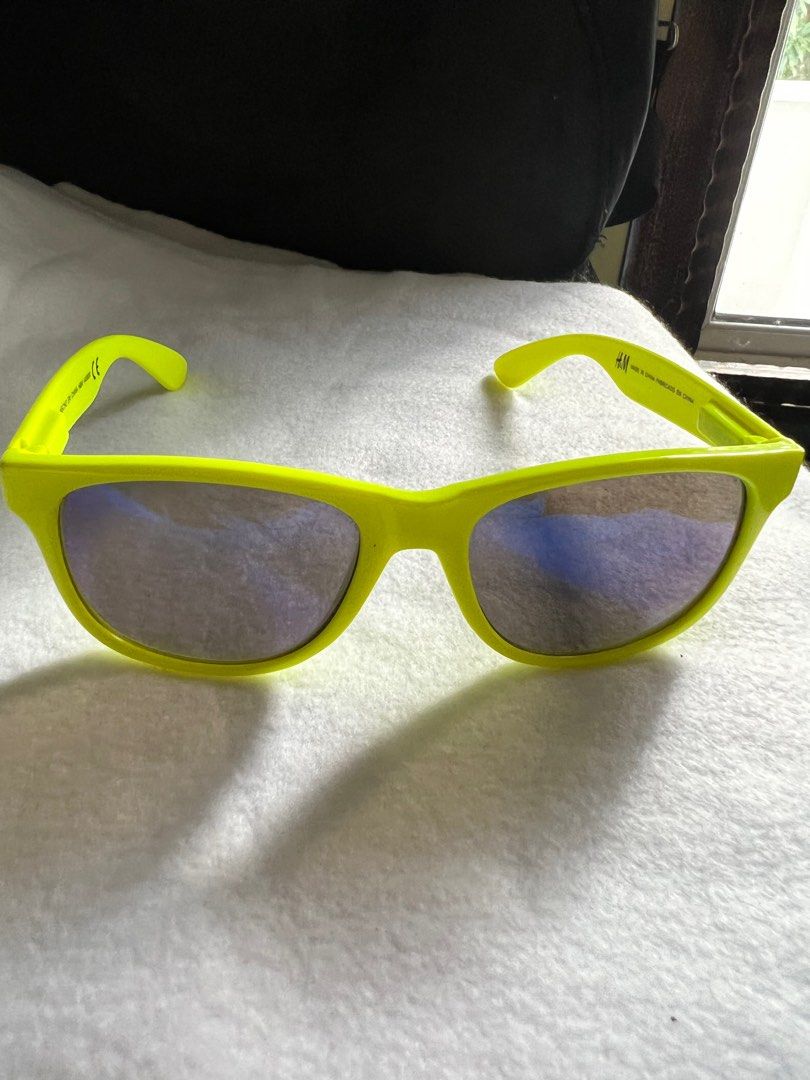H M Yellow Sunglasses with Grey Blue Tint Women s Fashion