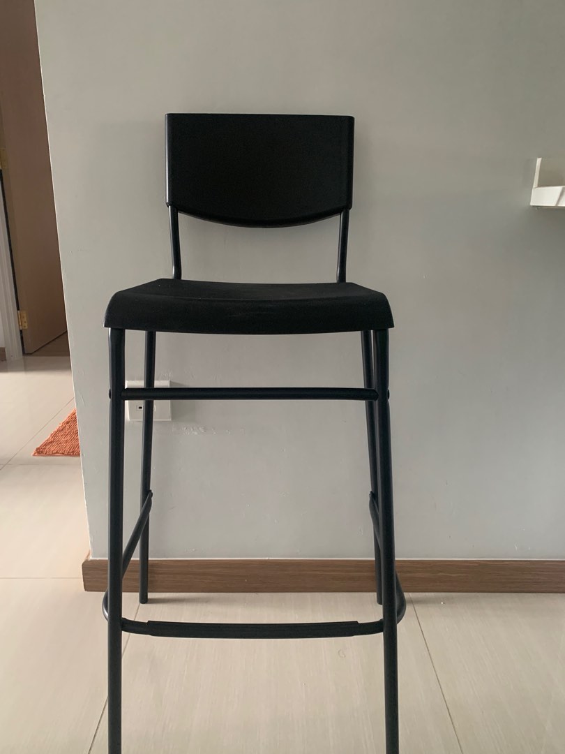 IKEA bar stool with back rest, Furniture & Home Living, Furniture