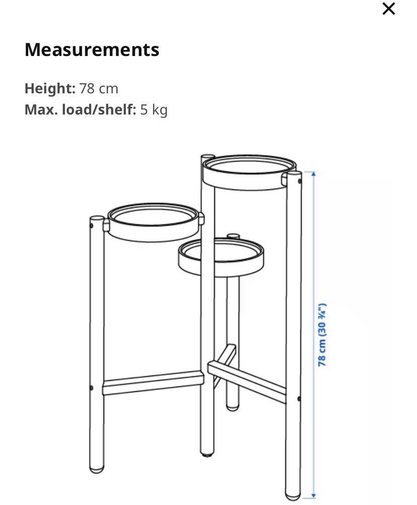 IKEA SATSUMAS Plant stand, bamboo/white, 78 cm, Furniture & Home