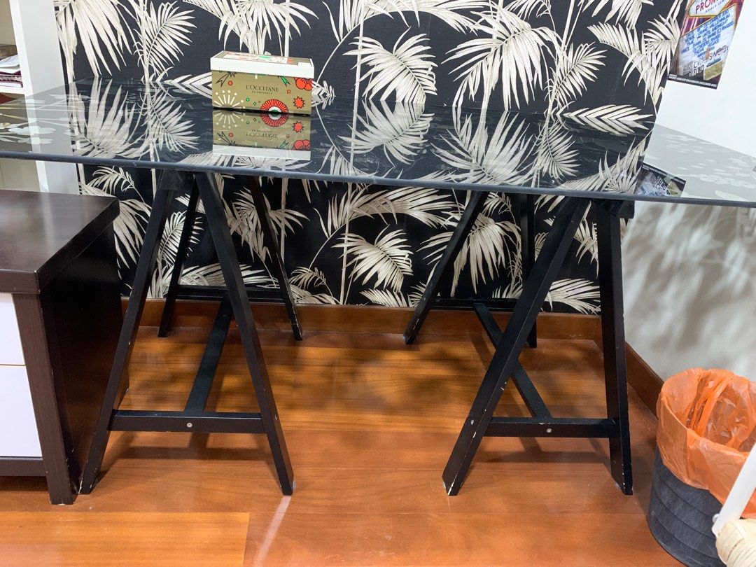 IKEA Glass Study Table, Furniture & Home Living, Furniture, Tables