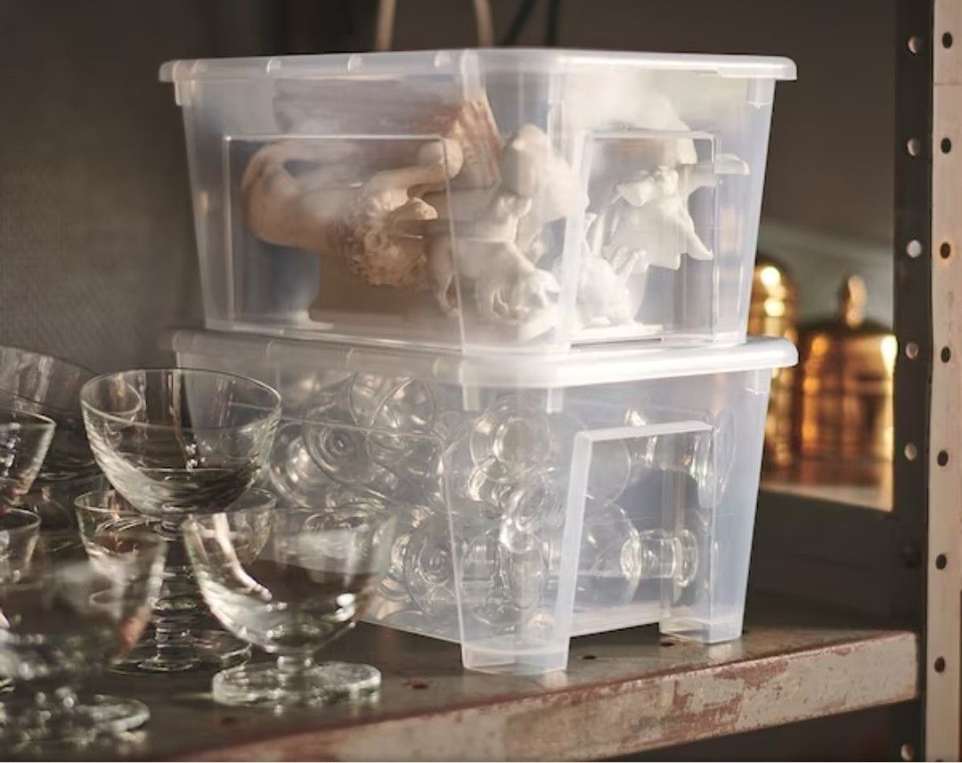 Ikea plastic transparent box with lid, Furniture & Home Living, Home