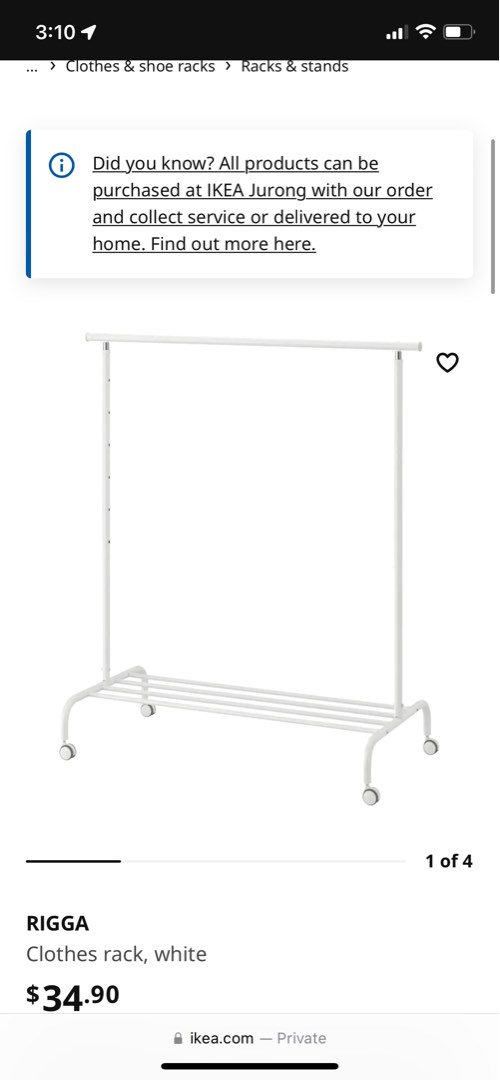 IKEA rigga clothes rack, Furniture & Home Living, Home Improvement