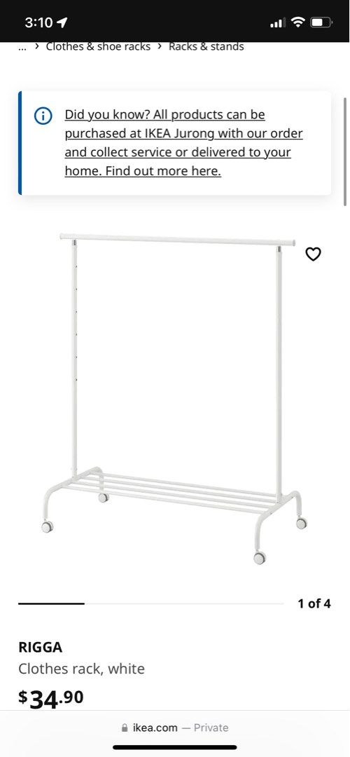 IKEA rigga clothes rack, Furniture & Home Living, Home Improvement ...