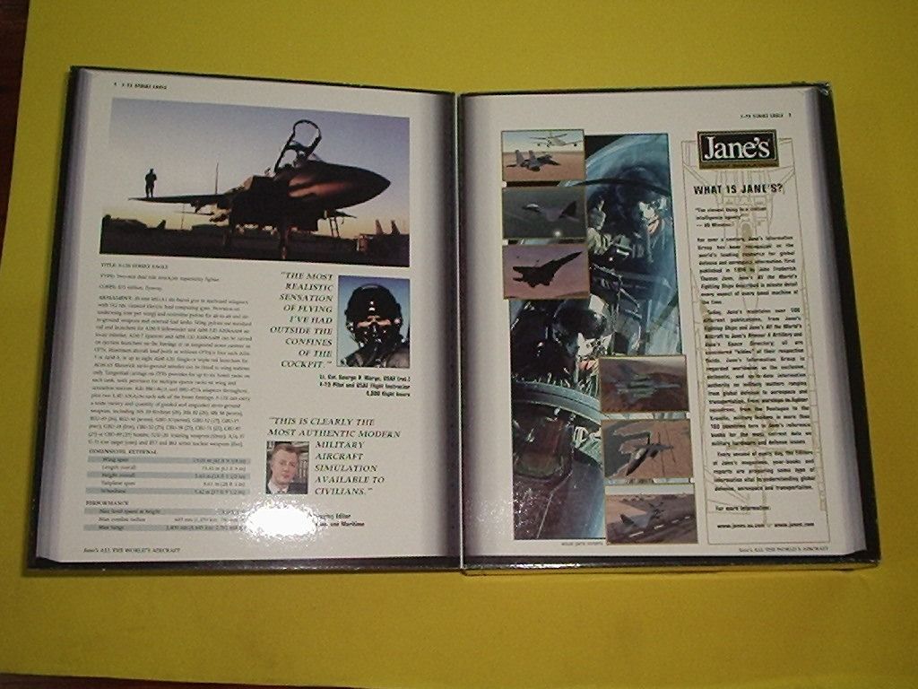 Jane's F-15 Jet Combat Flight Simulator video game (open) (Category: Others) located in Antipolo. Submitted by rlt1870 (Listing ID 1209784681, Image 3). Description: well kept item. complete stuff inside with box. Antipolo Rizal 0943-0616388.