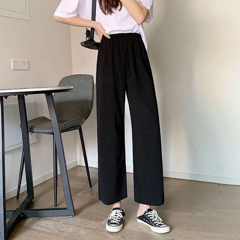 Korean style black culottes. Elastic black long pants. Women formal pants.  Wide legged flared long pants. Chiffon black pants., Women's Fashion,  Bottoms, Other Bottoms on Carousell