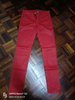 Leather red jeans