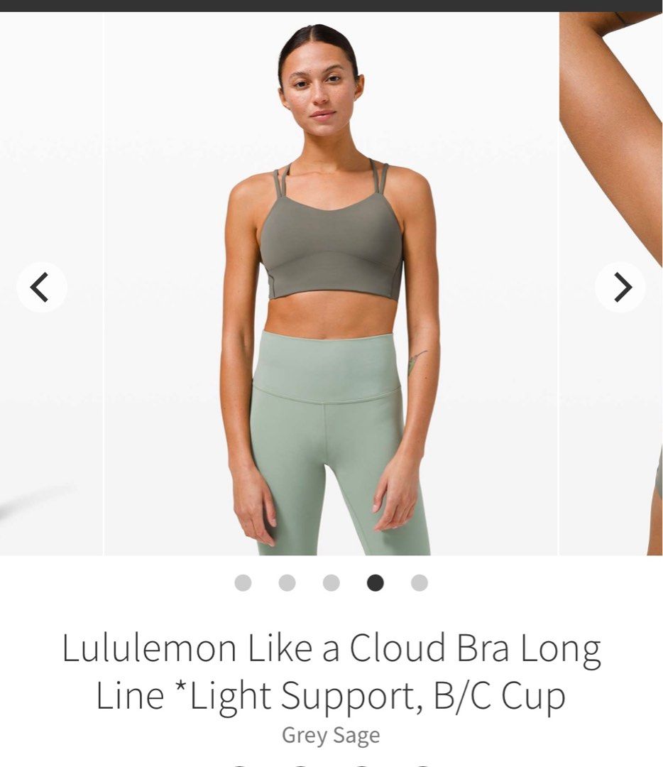 NEW Lululemon Like a Cloud Longline Bra Light Support B/C Cup Grey Sage 4 &  6