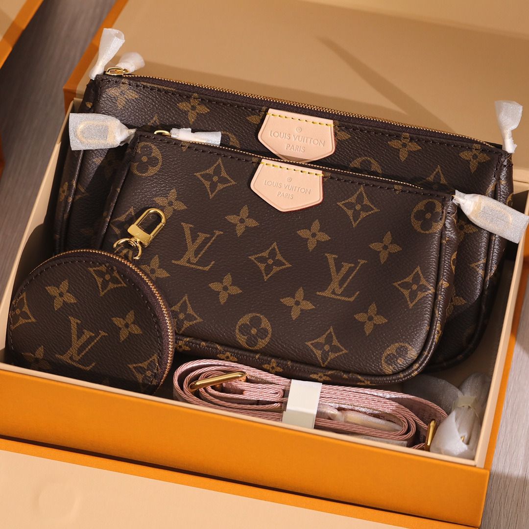 Exclusive Item ! Louis Vuitton M44813 Monogram Multi Pochette Accessories  -Khaki Strap - The Attic Place