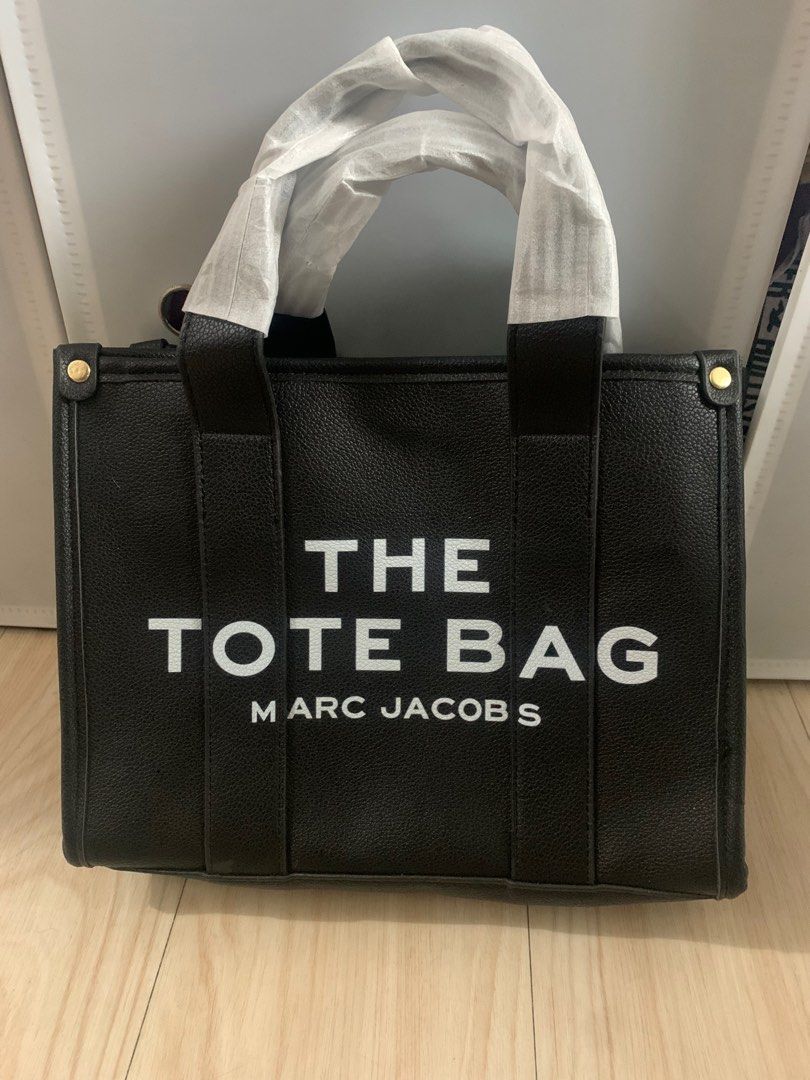 MARC JACOBS BLACK LEATHER TOTE BAG