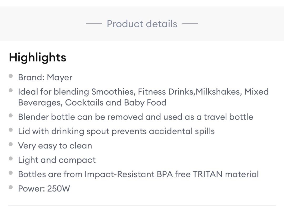 Mayer Personal Blender MMPB600, TV & Home Appliances, Kitchen