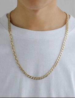 Men’s Gold Chain Necklace and Silver Chain Bracelet