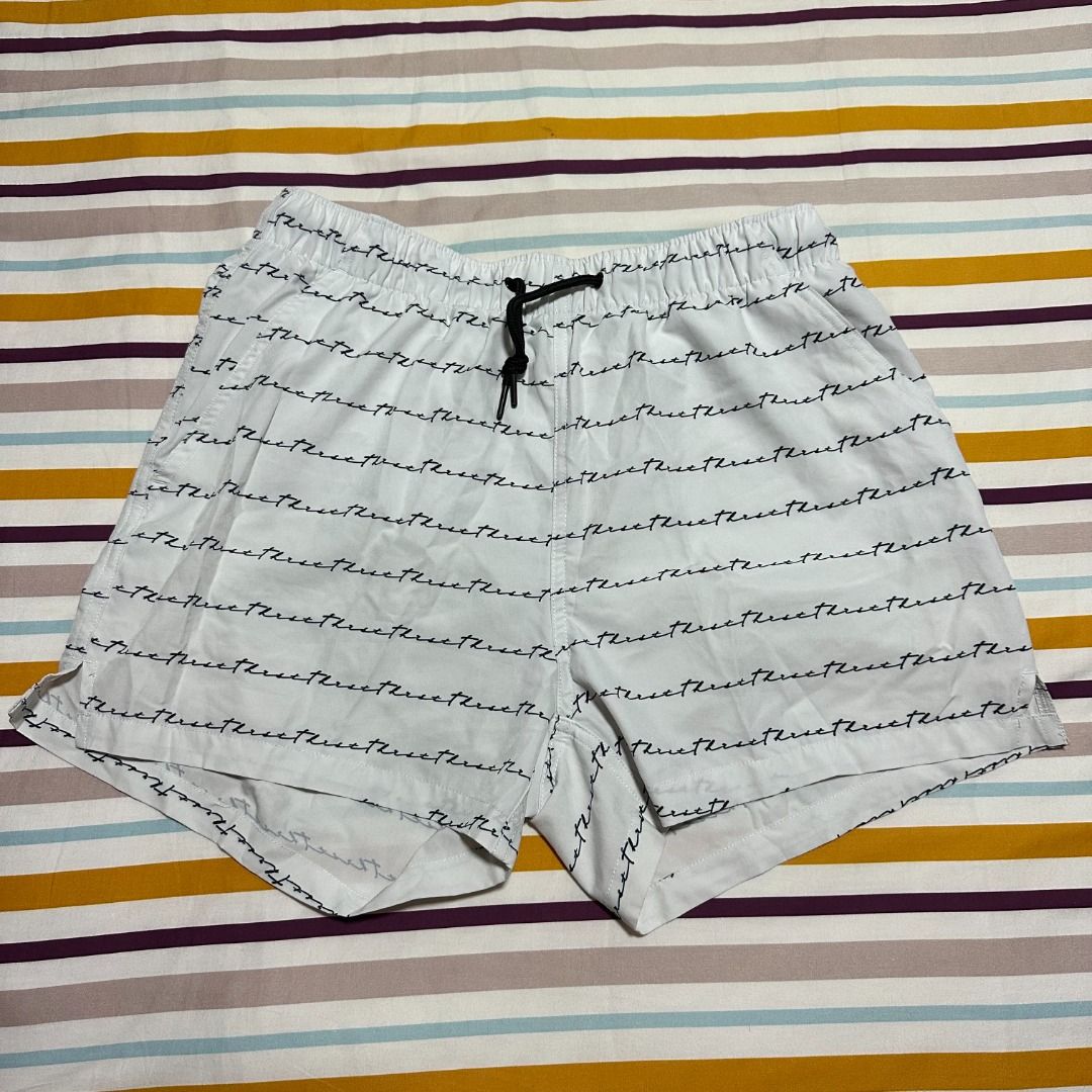 Red and white striped outlet swim trunks